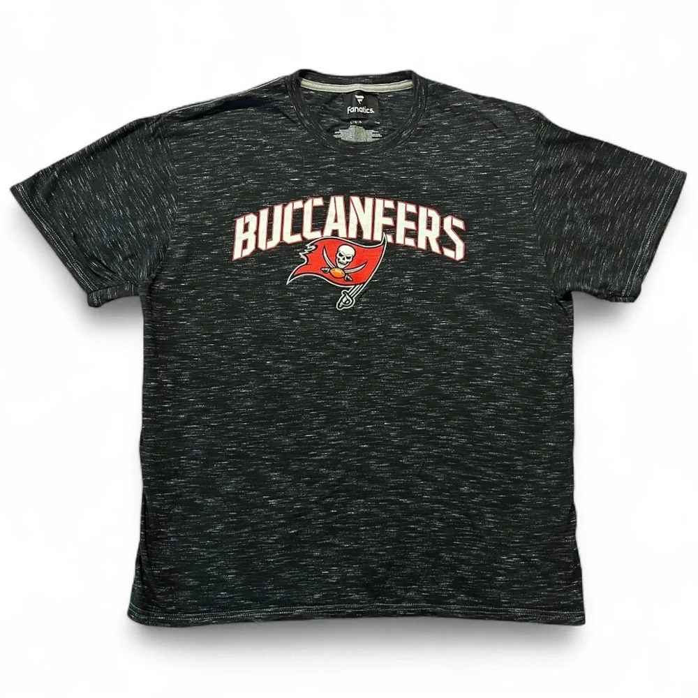 Fanatics Buccaneers Black Heather T-Shirt Tom Brady #12 Jersey MENS LARGE- NWOT - Picture 1 of 6